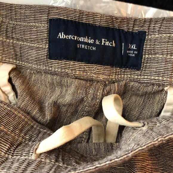 Abercrombie & Fitch Mens Stretch Shorts Cotton Linen Blend Drawstring Beige XXL - Picture 3 of 4